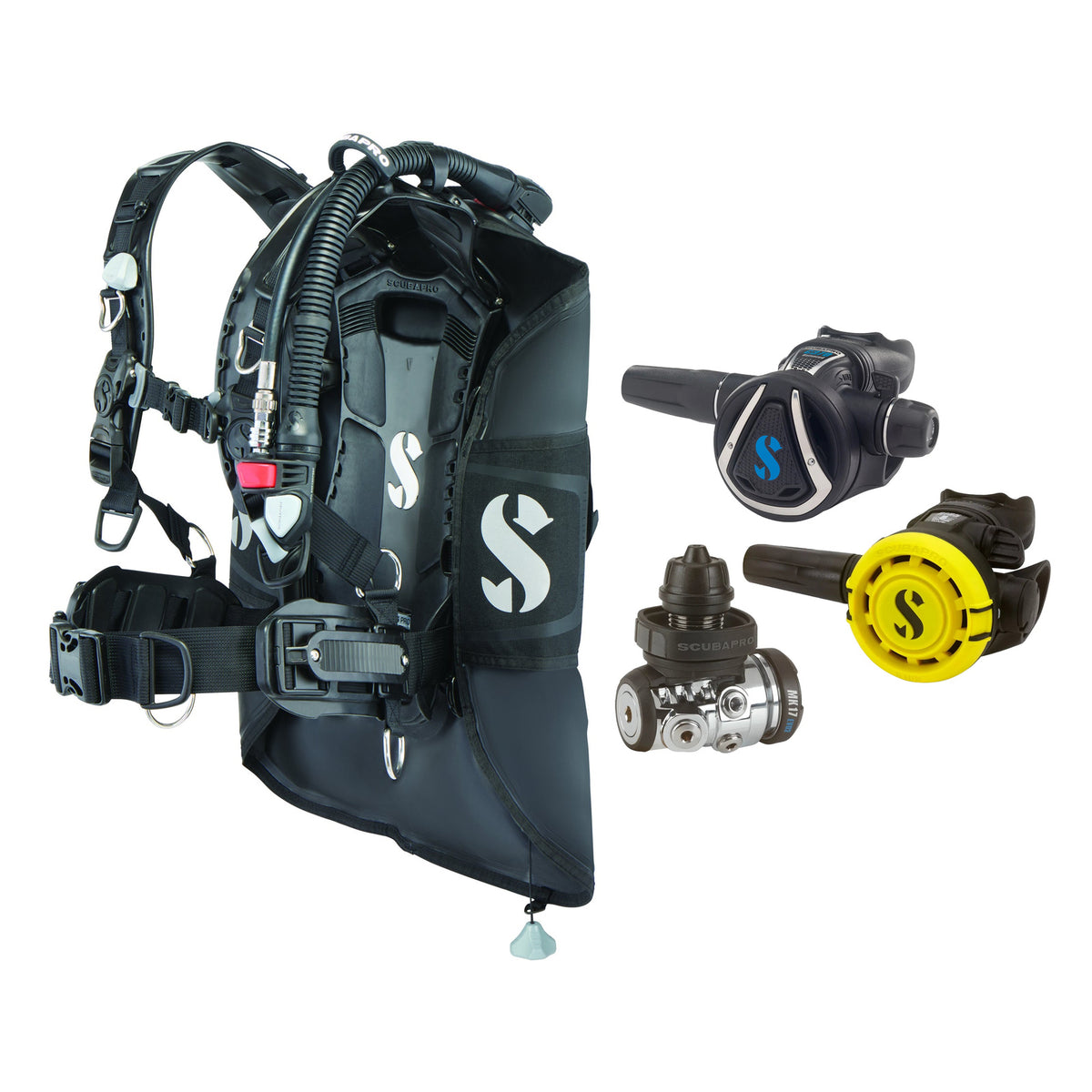 SCUBAPRO MK17 EVO2 / C370 regulator set with R105 octopus and Hydros Pro 2 BCD