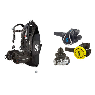 SCUBAPRO MK17 EVO2 / C370 regulator set with R105 octopus and Hydros Pro Ladies BCD in black