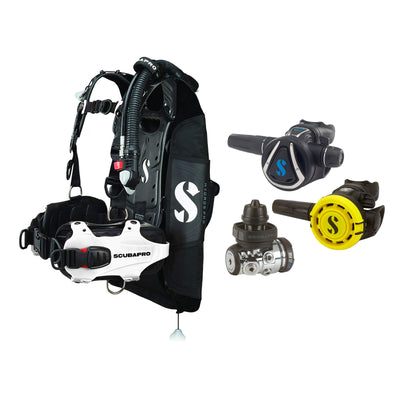 SCUBAPRO MK17 EVO2 / C370 regulator set with R105 octopus and Hydros Pro Ladies BCD in white