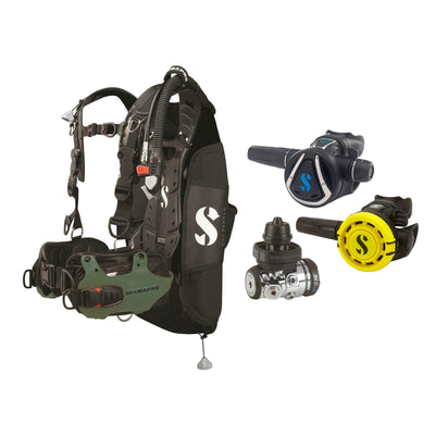 SCUBAPRO MK17 EVO2 / C370 regulator set with R105 octopus and Hydros Pro Mens BCD in army green