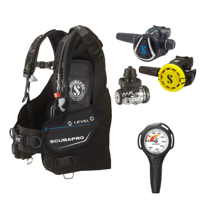 SCUBAPRO MK17 EVO2 / C370 regulator set with R105 octopus and Level BCD, with Compact SPG
