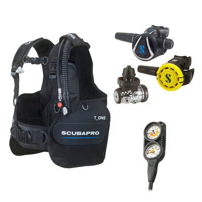 SCUBAPRO MK17 EVO2 / C370 regulator set with R105 octopus and T-One BCD, with Compact Combo 2