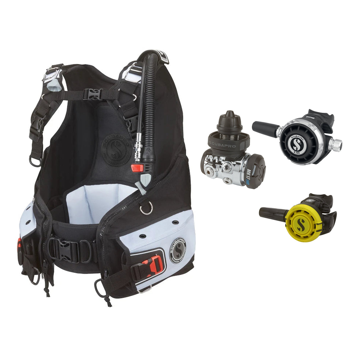 SCUBAPRO MK17 EVO2 / G260 regulator set with R105 octopus and Bella BCD