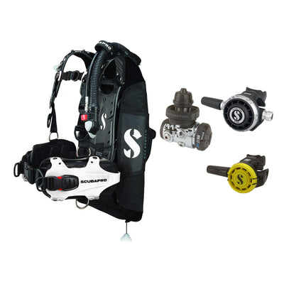 SCUBAPRO MK17 EVO2 / G260 regulator set with R105 octopus and Hydros Pro Ladies BCD in white