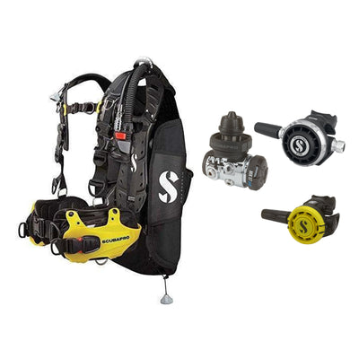 SCUBAPRO MK17 EVO2 / G260 regulator set with R105 octopus and Hydros Pro Mens BCD in yellow
