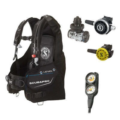 SCUBAPRO MK17 EVO2 / G260 regulator set with R105 octopus and Level BCD, with Compact Combo 2