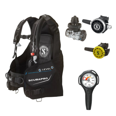 SCUBAPRO MK17 EVO2 / G260 regulator set with R105 octopus and Level BCD, with Compact SPG
