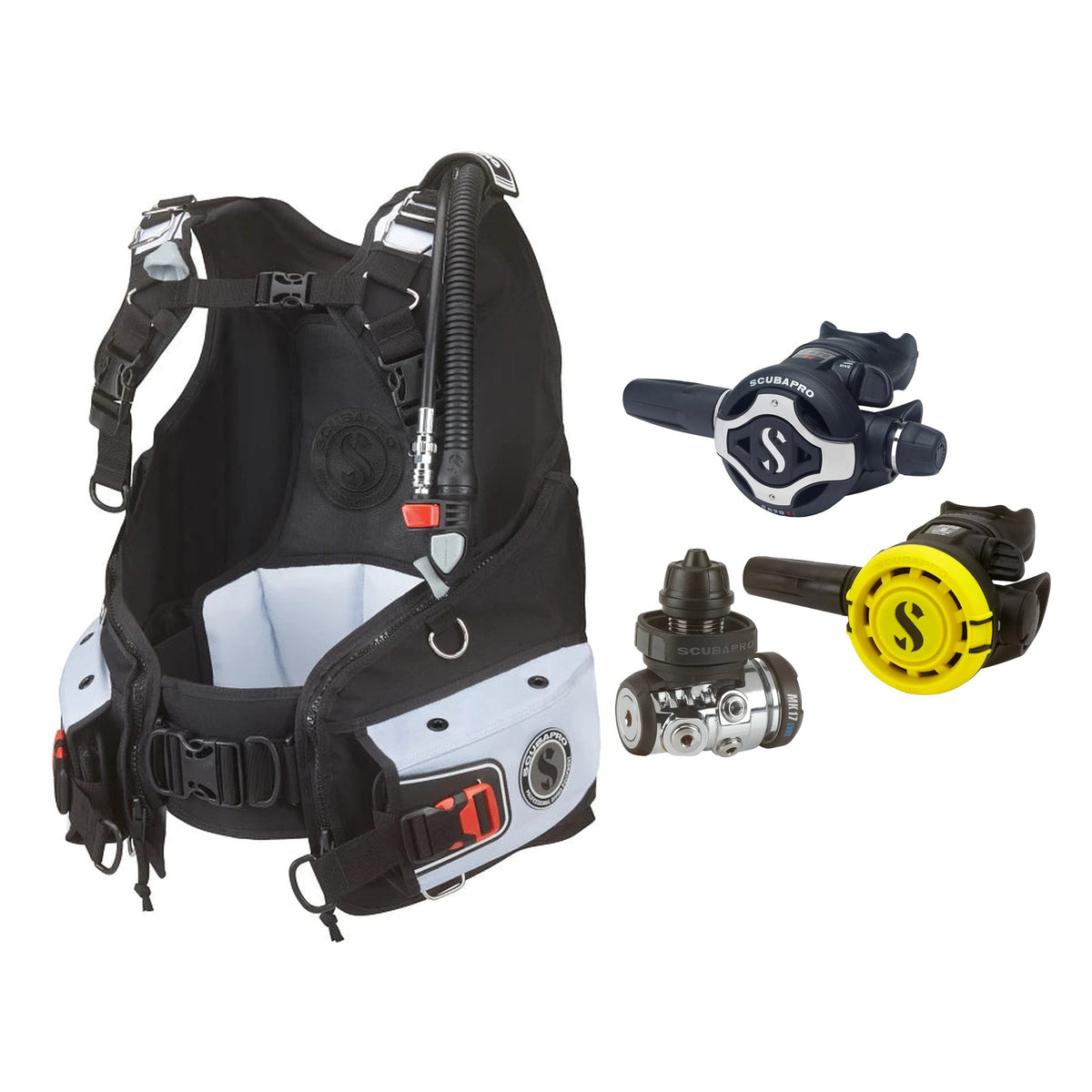 SCUBAPRO MK17 EVO2 / S620Ti regulator set with R105 octopus and Bella BCD