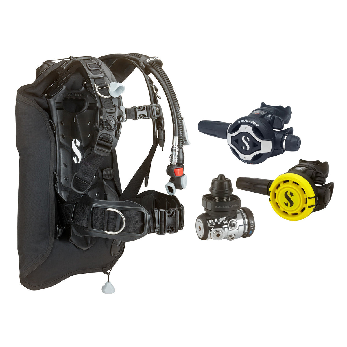 SCUBAPRO MK17 EVO2 / S620Ti regulator set with R105 octopus and Hydros Core BCD