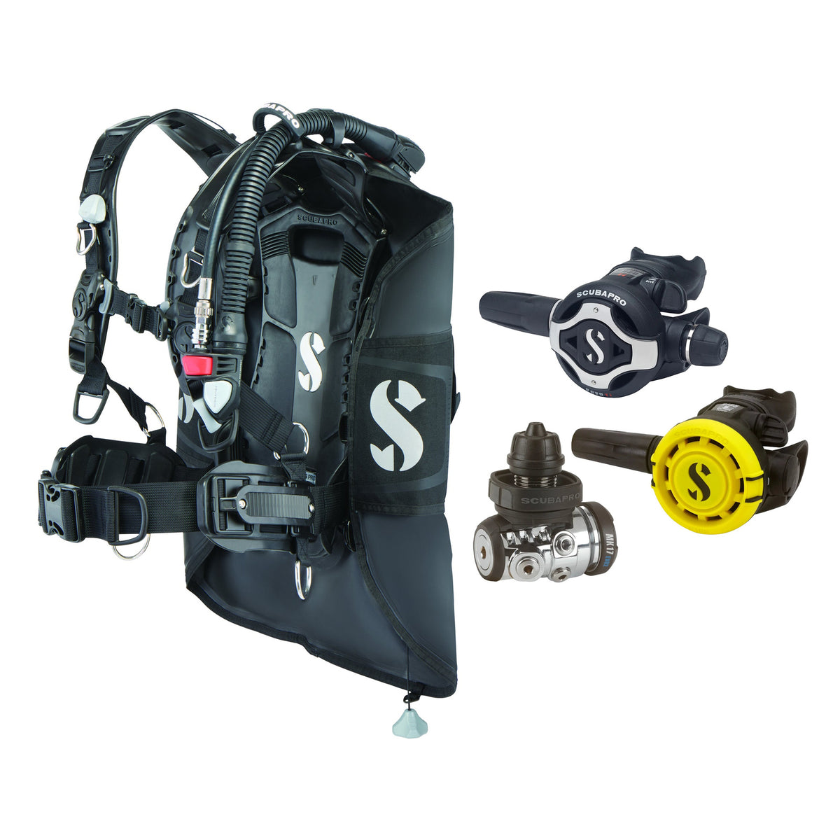 SCUBAPRO MK17 EVO2 / S620Ti regulator set with R105 octopus and Hydros Pro 2 BCD