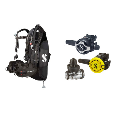 SCUBAPRO MK17 EVO2 / S620Ti regulator set with R105 octopus and Hydros Pro Ladies BCD in black
