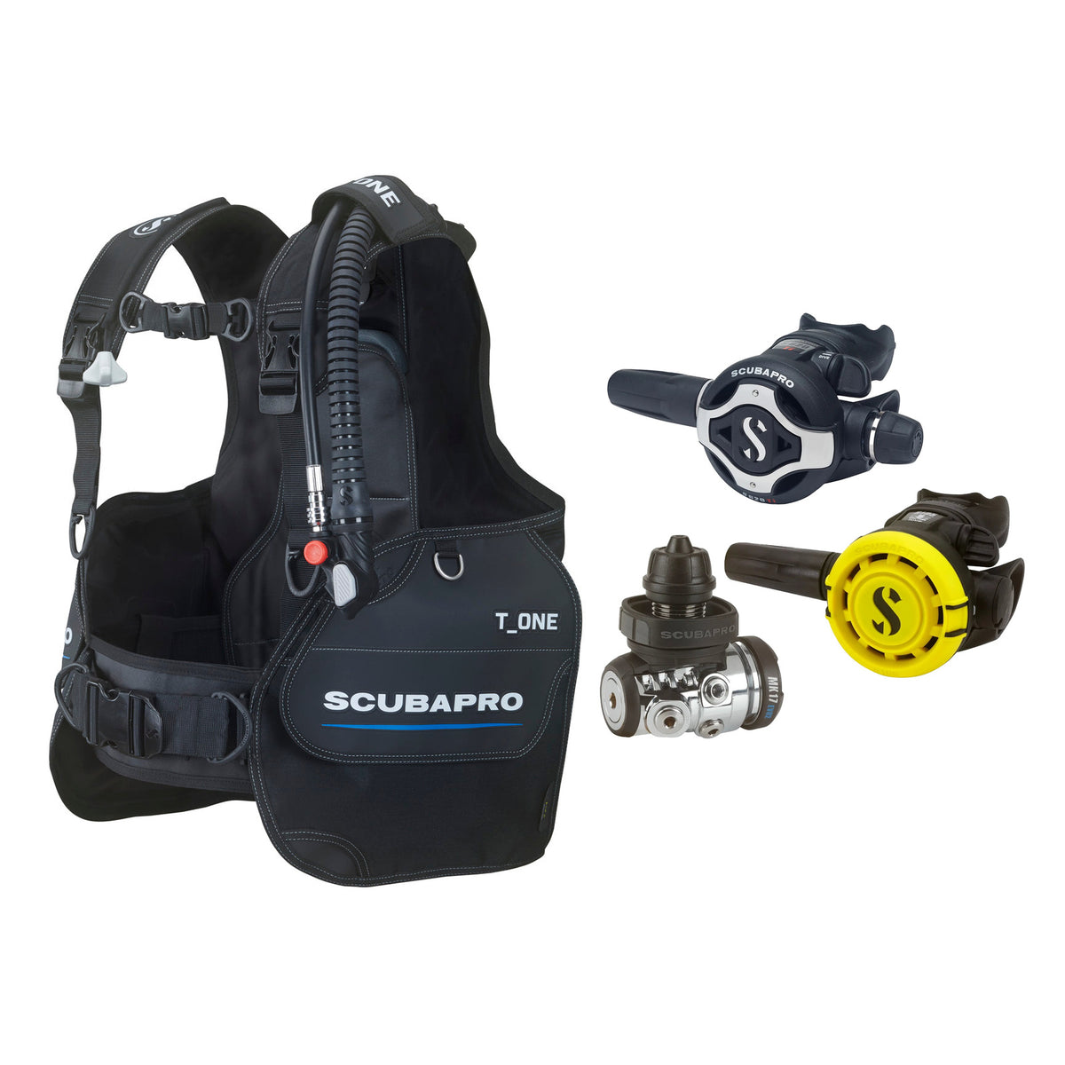 SCUBAPRO MK17 EVO2 / S620Ti regulator set with R105 octopus and T-One BCD