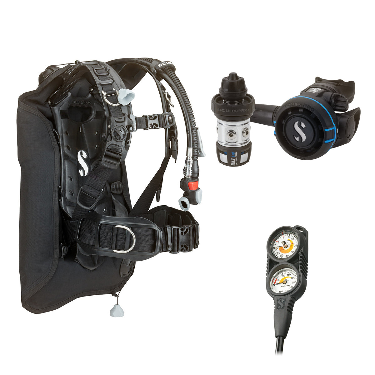 SCUBAPRO MK2 EVO / R105 regulator set with R105 octopus and Hydros Core BCD, with Compact Combo 2