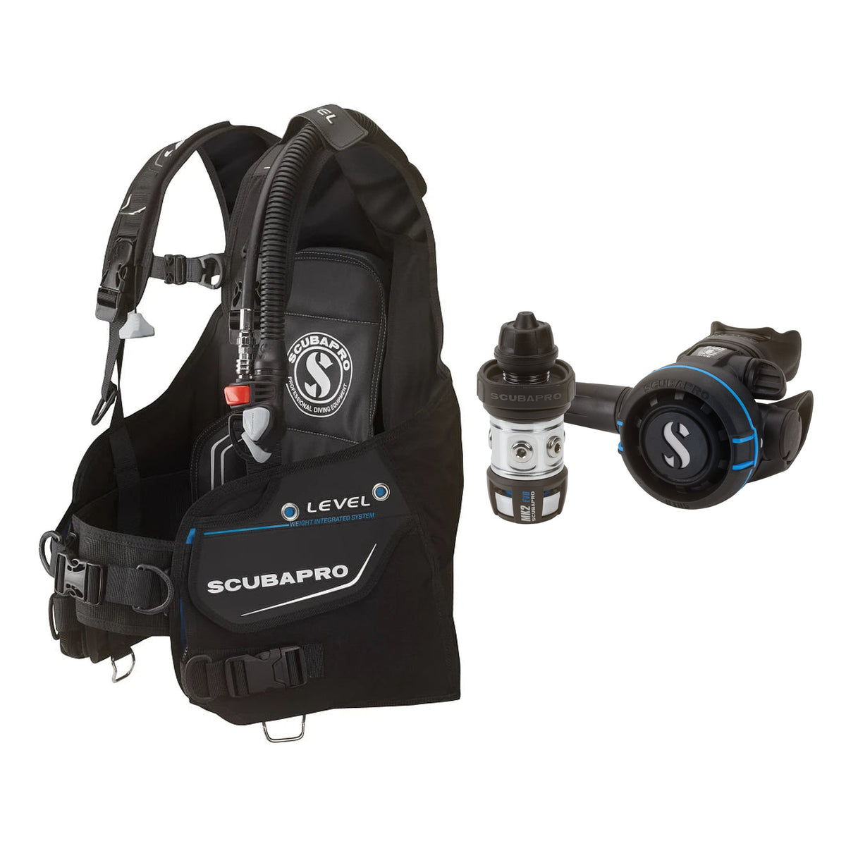 SCUBAPRO MK2 EVO / R105 regulator set with R105 octopus and Level BCD