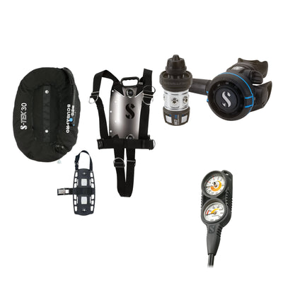 SCUBAPRO MK2 EVO / R105 regulator set with R105 octopus and S-TEK Pure BCD (stainless steel), with Compact Combo 2