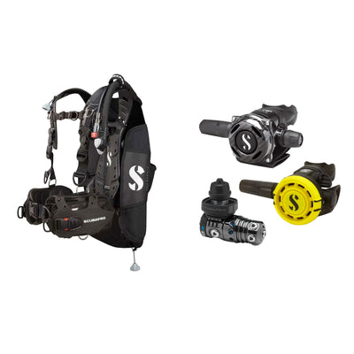 SCUBAPRO MK25 EVO / A700 Carbon BT regulator set with R105 octopus and Hydros Pro Ladies BCD in black