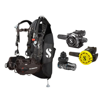 SCUBAPRO MK25 EVO / A700 Carbon BT regulator set with R105 octopus and Hydros Pro Mens BCD in all black