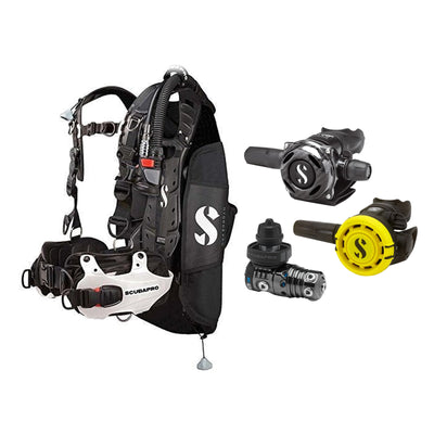 SCUBAPRO MK25 EVO / A700 Carbon BT regulator set with R105 octopus and Hydros Pro Mens BCD in white
