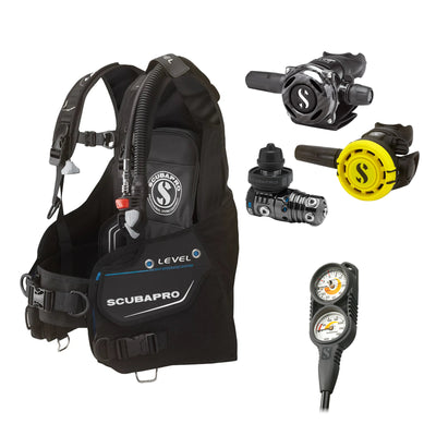 SCUBAPRO MK25 EVO / A700 Carbon BT regulator set with R105 octopus and Level BCD, with Compact Combo 2