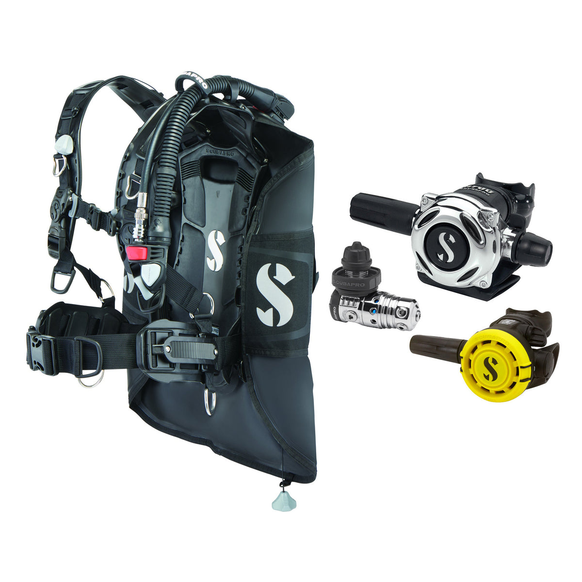 SCUBAPRO MK25 EVO / A700 regulator set with R105 octopus and Hydros Pro 2 BCD