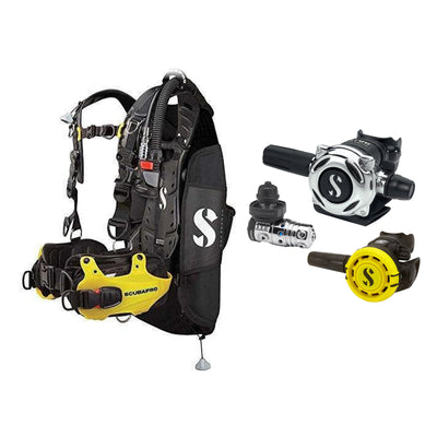 SCUBAPRO MK25 EVO / A700 regulator set with R105 octopus and Hydros Pro Mens BCD in yellow