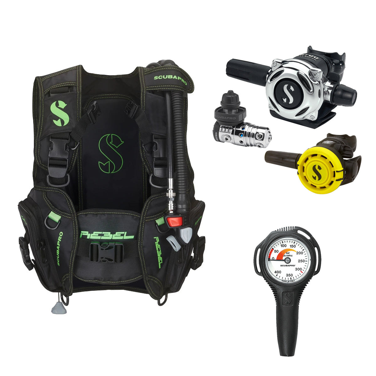 SCUBAPRO MK25 EVO / A700 regulator set with R105 octopus and Rebel V2 BCD