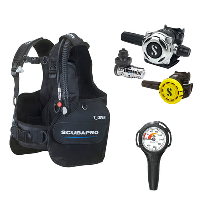 SCUBAPRO MK25 EVO / A700 regulator set with R105 octopus and T-One BCD, with Compact SPG