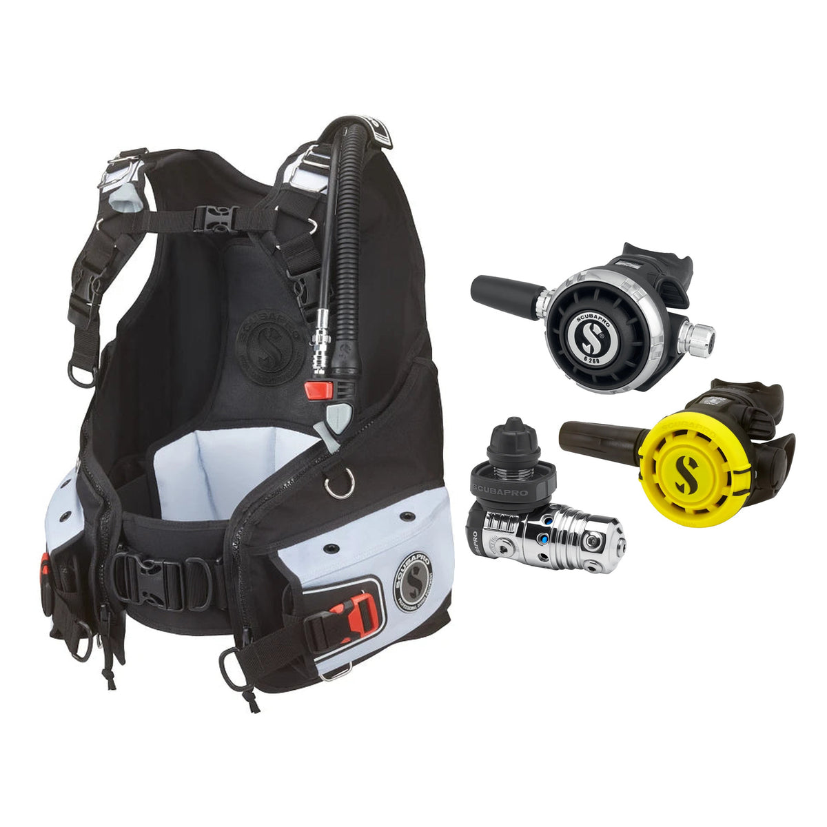 SCUBAPRO MK25 EVO / G260 regulator set with R105 octopus and Bella BCD
