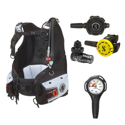 SCUBAPRO MK25 EVO / G260 CBT regulator set with R105 octopus and Bella BCD, with Compact SPG