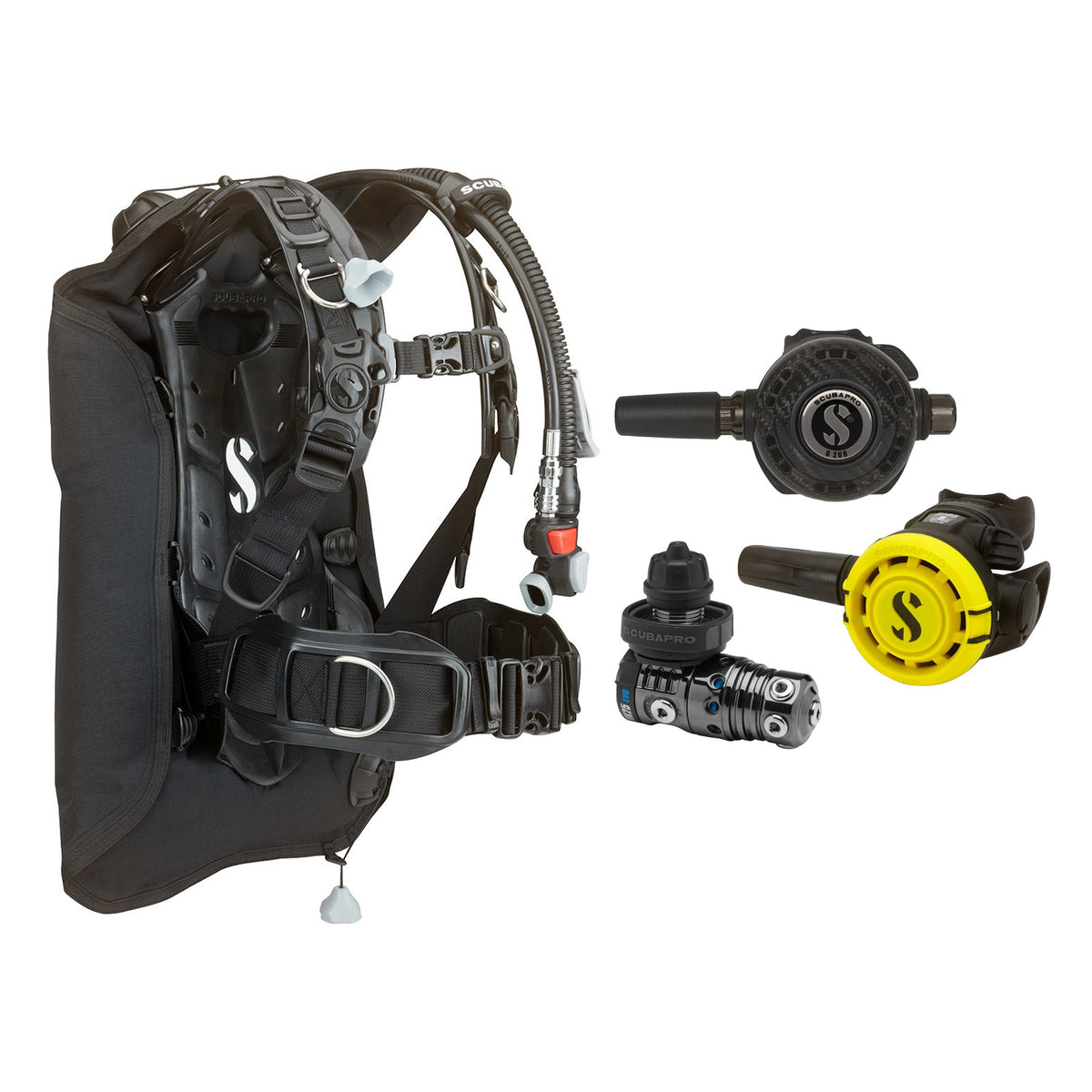 SCUBAPRO MK25 EVO / G260 CBT regulator set with R105 octopus and Hydros Core BCD