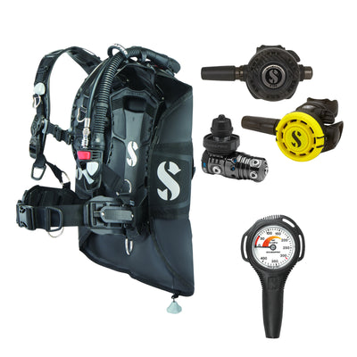SCUBAPRO MK25 EVO / G260 CBT regulator set with R105 octopus and Hydros Pro 2 BCD, with Compact SPG