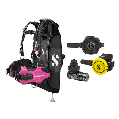 SCUBAPRO MK25 EVO / G260 CBT regulator set with R105 octopus and Hydros Pro Ladies BCD in pink