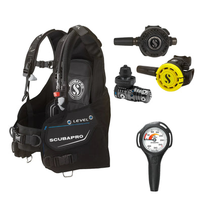 SCUBAPRO MK25 EVO / G260 CBT regulator set with R105 octopus and Level BCD, with Compact SPG