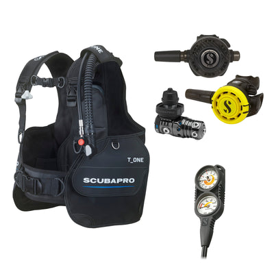 SCUBAPRO MK25 EVO / G260 CBT regulator set with R105 octopus and T-One BCD, with Compact Combo 2