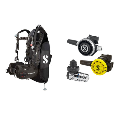 SCUBAPRO MK25 EVO / G260 regulator set with R105 octopus and Hydros Pro Ladies BCD in black