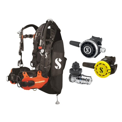 SCUBAPRO MK25 EVO / G260 regulator set with R105 octopus and Hydros Pro Ladies BCD in orange