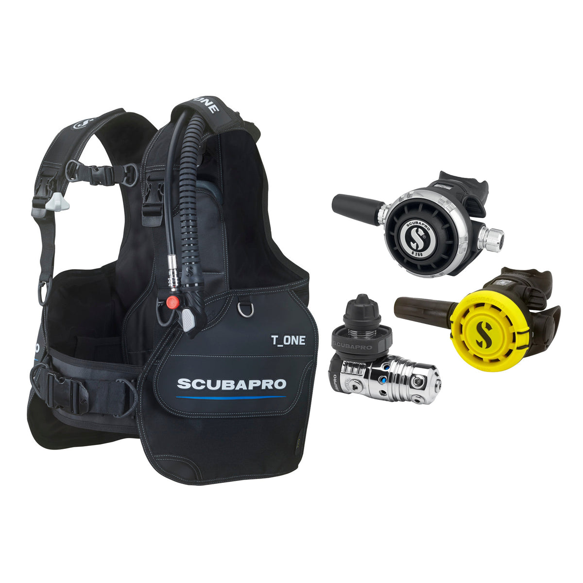 SCUBAPRO MK25 EVO / G260 regulator set with R105 octopus and T-One BCD