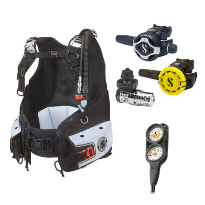 SCUBAPRO MK25 EVO / S620Ti regulator set with R105 octopus and Bella BCD, with Compact Combo 2