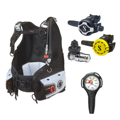 SCUBAPRO MK25 EVO / S620Ti regulator set with R105 octopus and Bella BCD, with Compact SPG