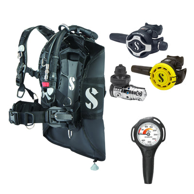 SCUBAPRO MK25 EVO / S620Ti regulator set with R105 octopus and Hydros Pro 2 BCD, with Compact SPG