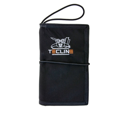 Tecline wet notes closed, black Cordura cover with Tecline logo and bungee closure