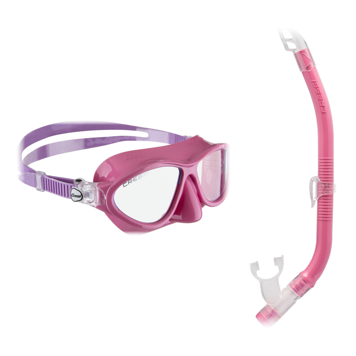 Cressi Moon mask in clear with a blue frame and Top snorkel in blue