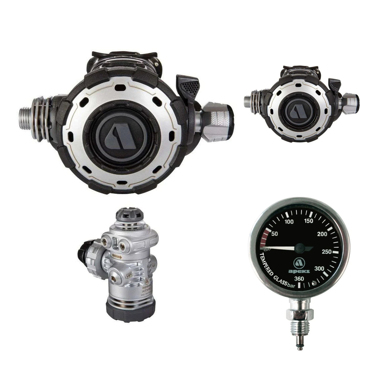 Apeks MTX-RC regulator with a second MTX-RC second stage and TEK pressure gauge