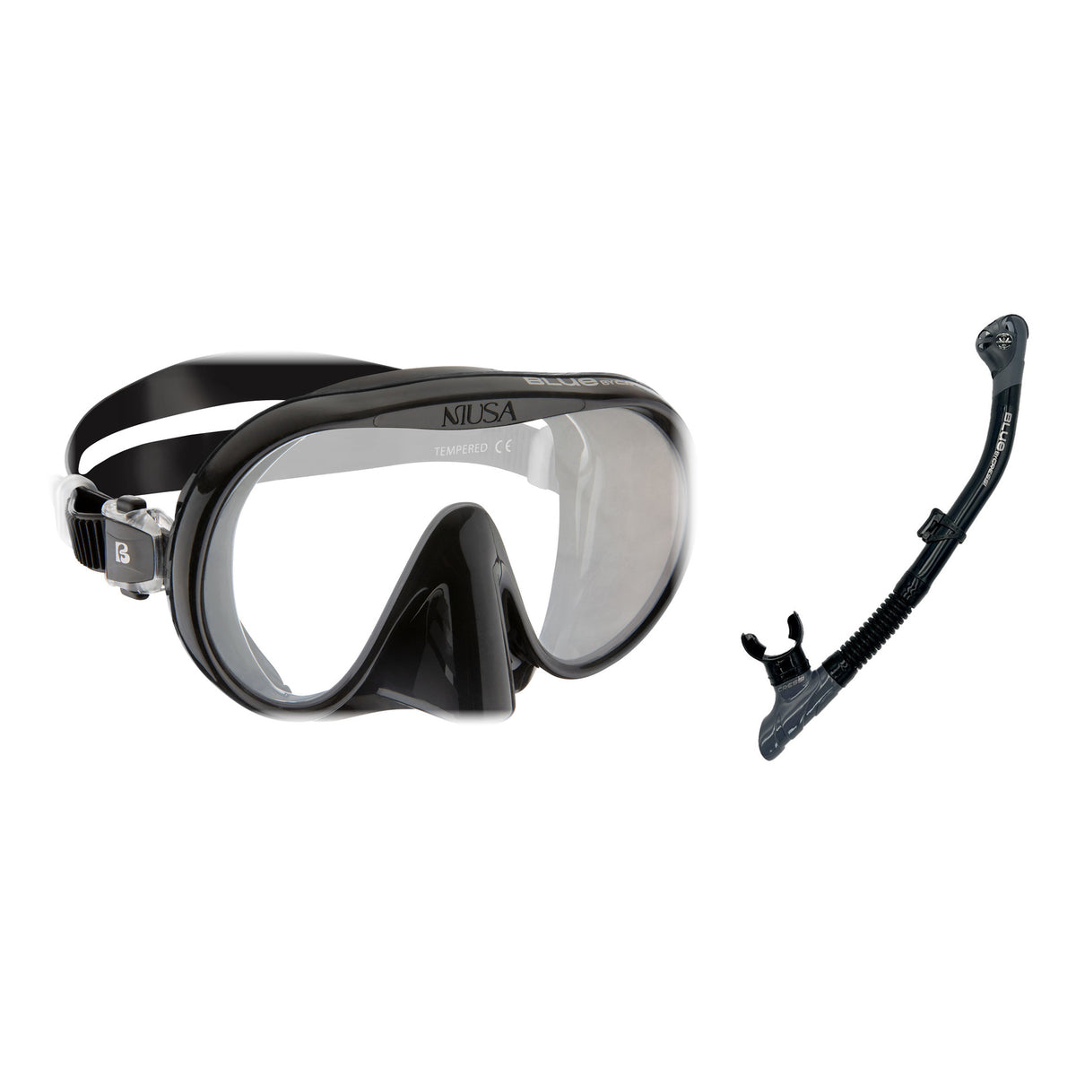 Cressi Musa frameless mask in aqua green and Scilla snorkel in aqua green