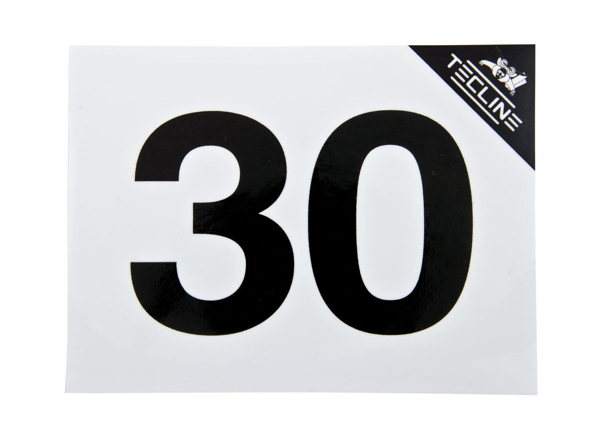Tecline MOD 30 cylinder sticker, black number on white