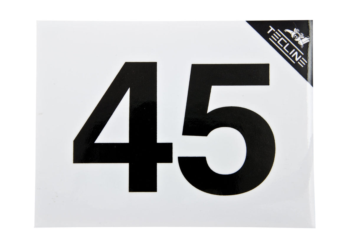 Tecline MOD 45 cylinder sticker, black number on white