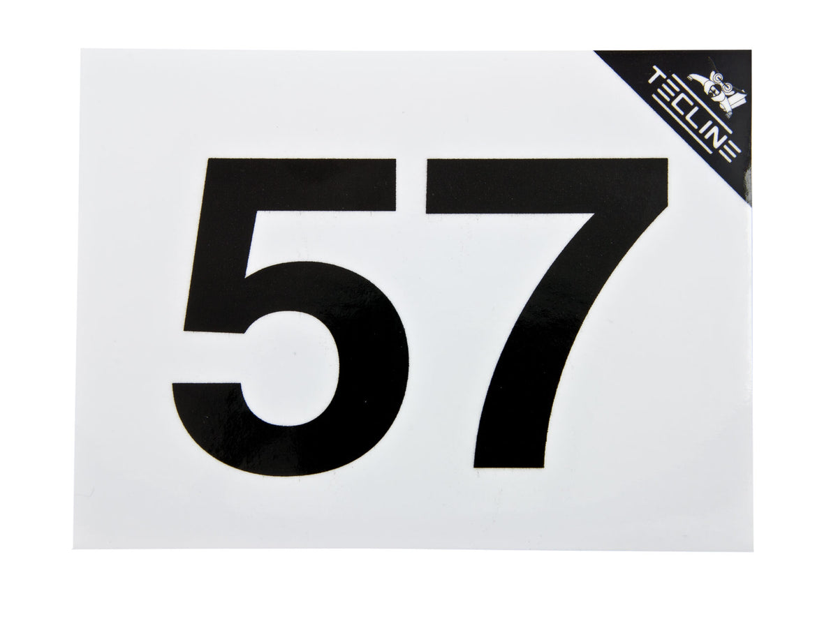 Tecline MOD 57 cylinder sticker, black number on white