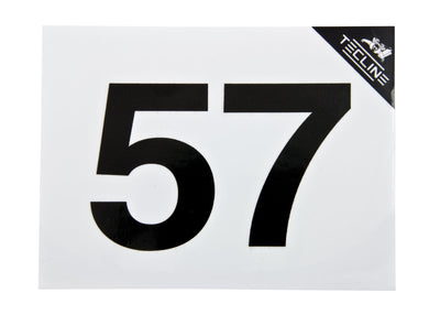 Tecline MOD 57 cylinder sticker, black number on white