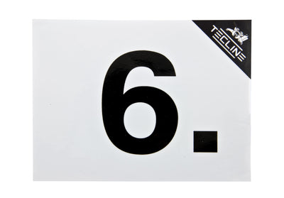 Tecline MOD 6 cylinder sticker, black number on white