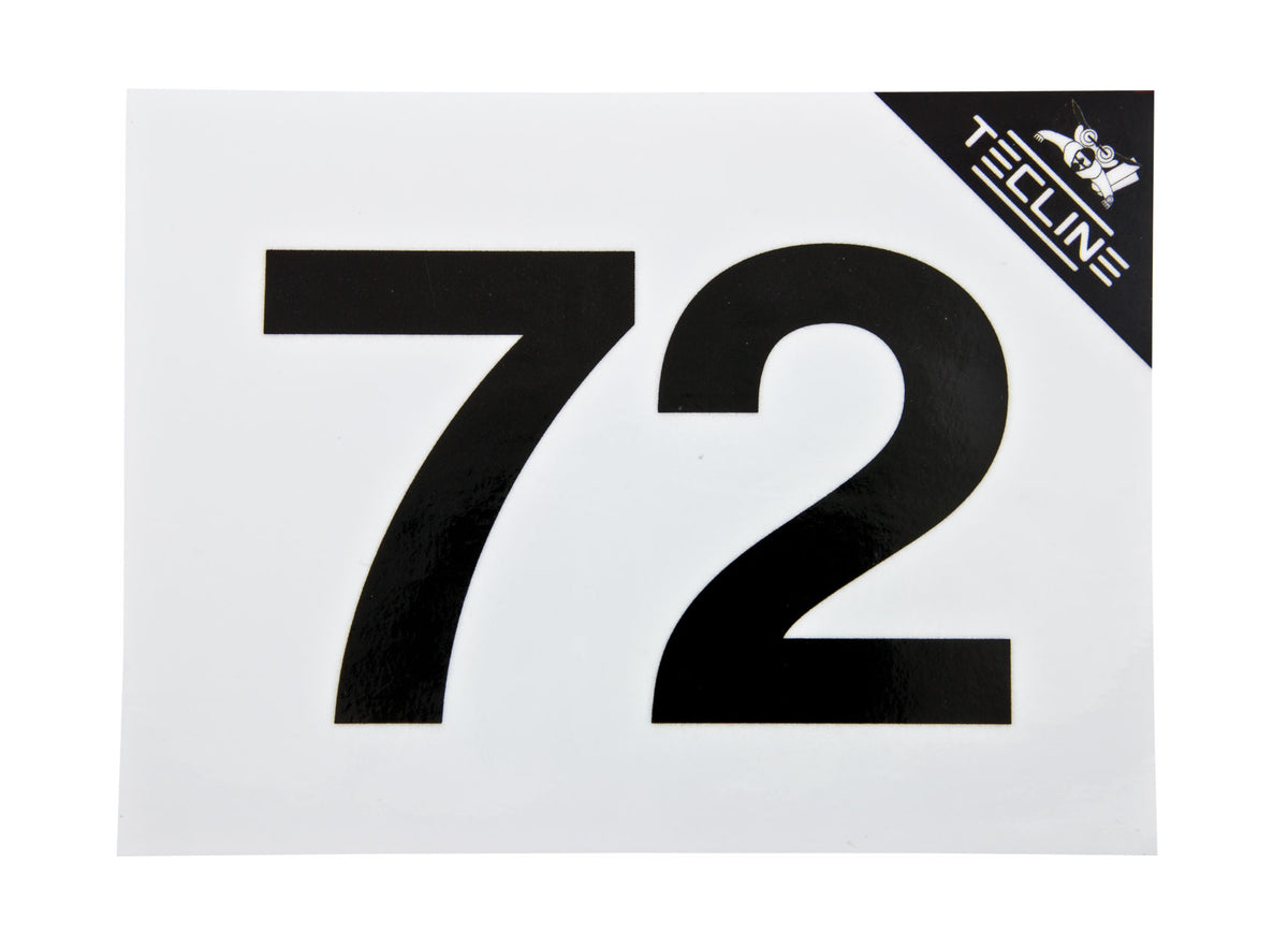 Tecline MOD 72 cylinder sticker, black number on white